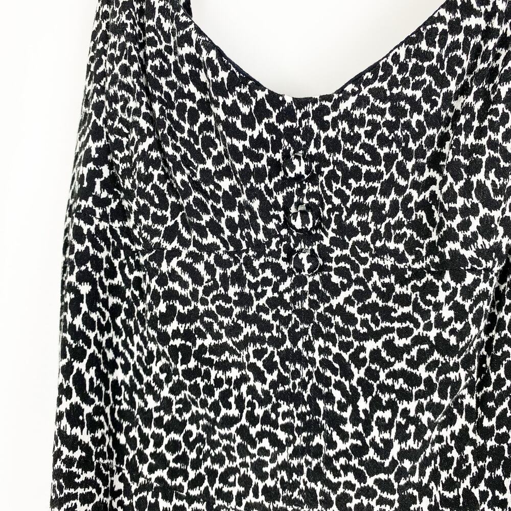 By Anthropologie Animal Print Sundress Ruffle Black and White Womens Size 0 - Picture 12 of 12